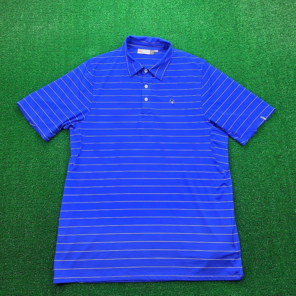 KJUS Premium Performance Polo Shirt Mens Large Blue Soren Blue Jack National